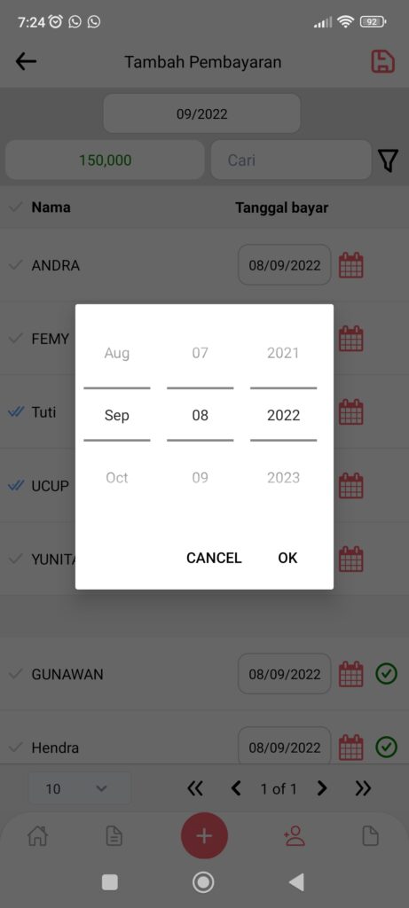 Pilih bulan di pembayaran Iuran