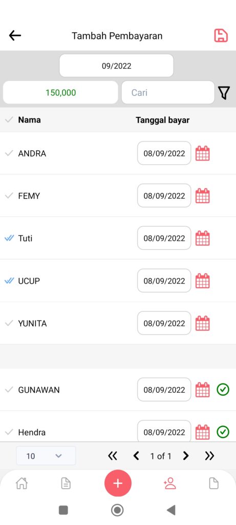 Screen pembayaran Iuran