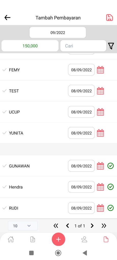 Screen pembayaran Iuran