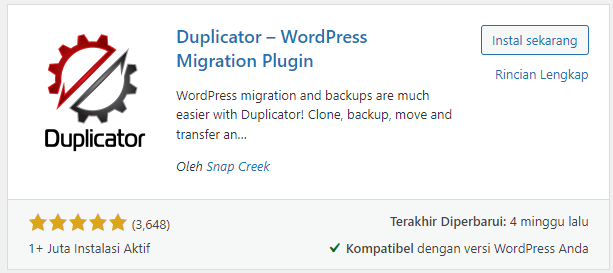 duplicator backup wordpress